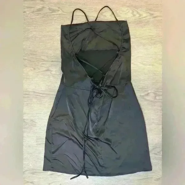 Parisian NWT Women’s Petite Satin Cowl Neck Cami Mini Black Dress Size 10‎ - Image 4