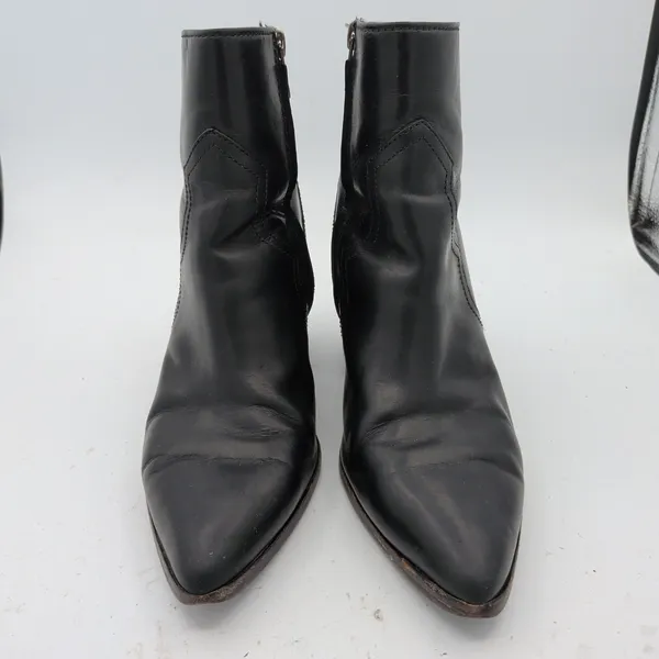 Frye Flynn Short Black Leather Pointed Toe Ankle Boots 8M 3470885-BLK - Image 3