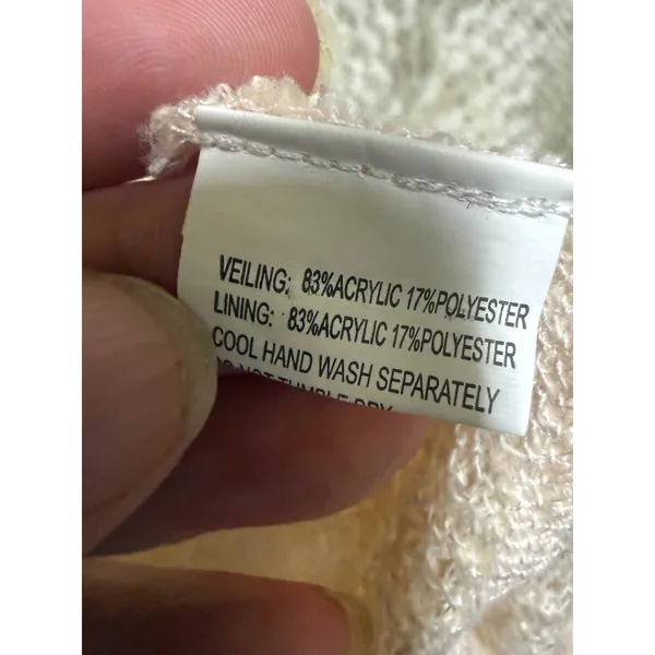 Ladakh Colorblock Knit‎ Cardigan Womens S Oversized Open Front Beige Peach - Image 6