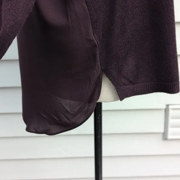 LOFT Mixed Media Sweater | Loft Maroon Mixed Media Sweater - Image 4