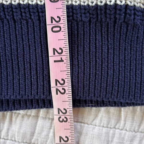 Gap shaker stitch Classic cotton navy white stripe nautical cardigan sweater M - Image 14