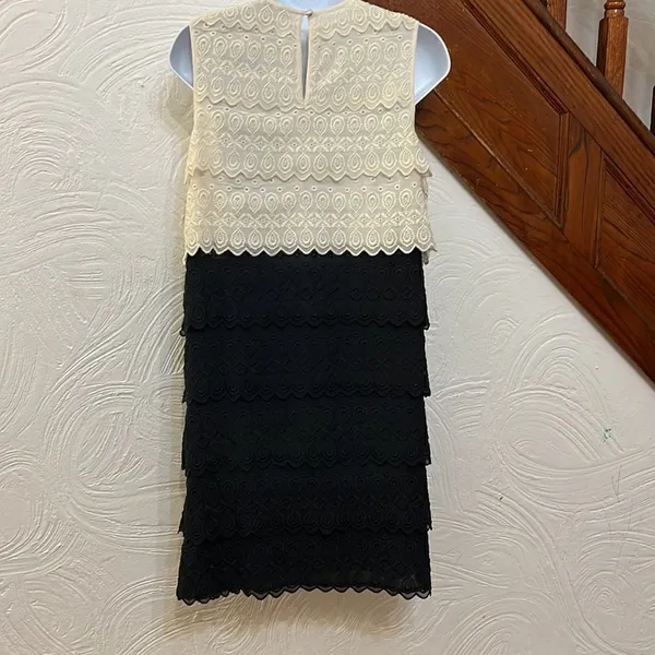‎joie white & black tiered eyelet dress M - Image 2