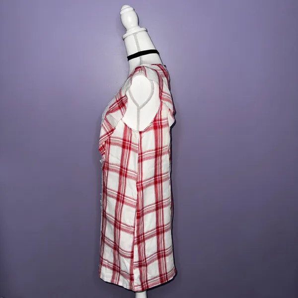 Entro NWT Boutique Red and White Plaid Dress with Lace Detail - Image 7