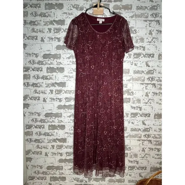 Coldwater creek | women maroon layered dress floral - Image 6