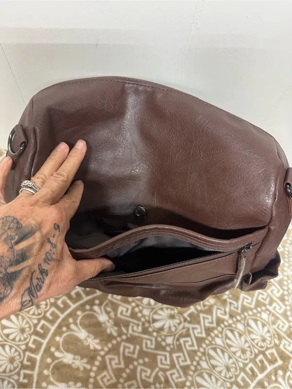 Everyday Brown Faux Leather Women's Backpack with Detachable Patterned Straps - Image 10