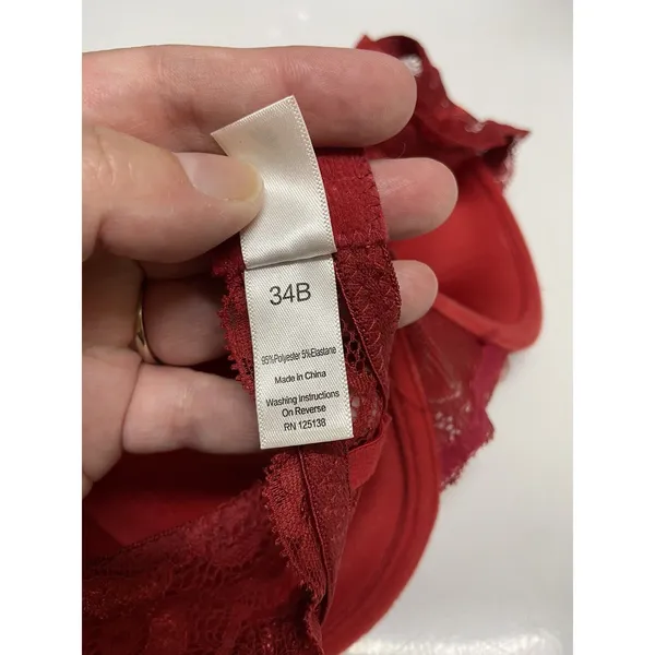 Inteco Intimates Womens‎ Bra Sz 34B Red Lace Push Up Padded - Image 4