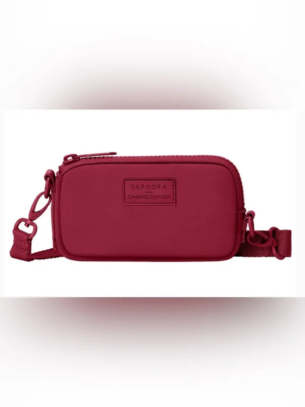 Sephora x Dagne Dover Neoprene Belt‎ Bag Crossbody Burgundy Adjustable Strap - Image 3