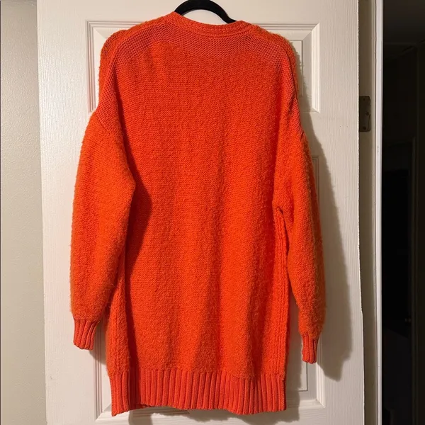 Free People Womens Snow Drop Cardigan in orange knit Small - Image 11