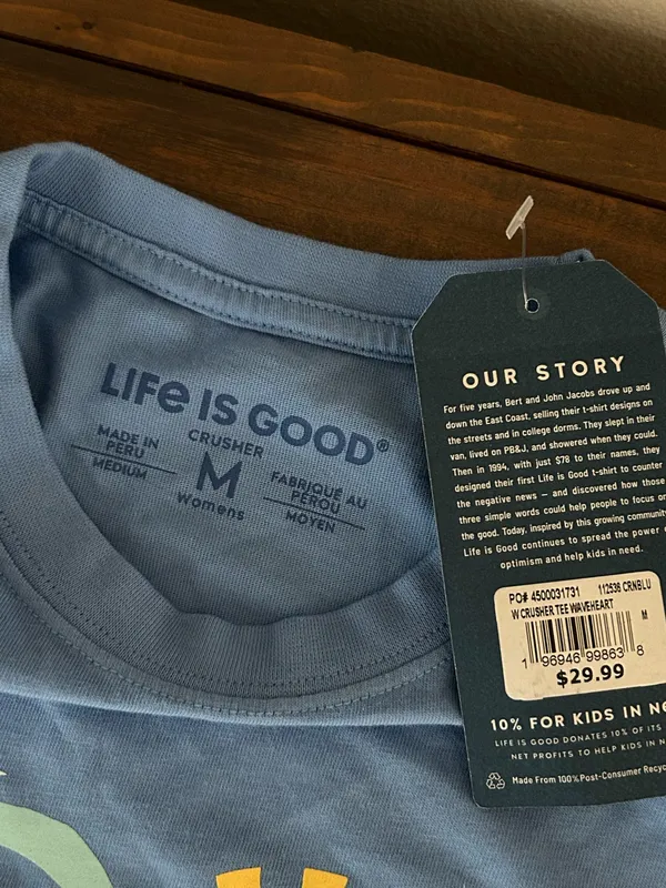 Life is Good Women's Waveheart Short Sleeve Crusher Tee medium NWT - Image 4