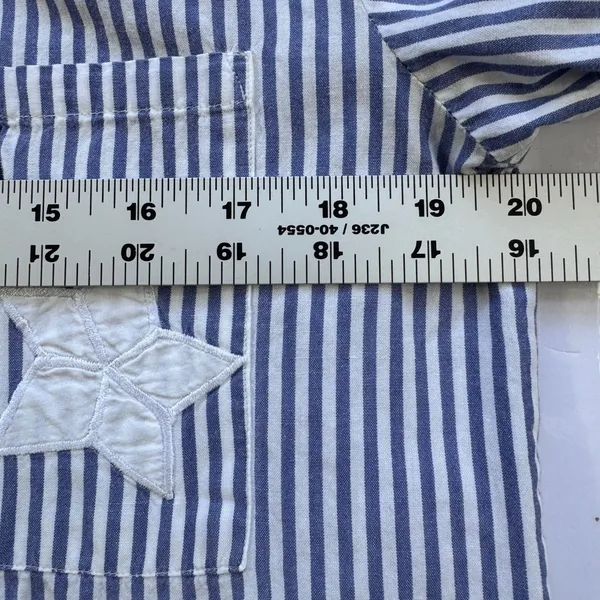 BFA Classics Blue White Striped Shirt Womens Med Petite Star Patriotic‎ Vintage - Image 7