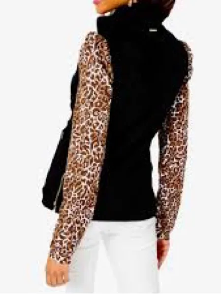 NWT Lilly Pulitzer Skyden Reversible Vest Black Soft Suede and Plush Sherpa - Image 2
