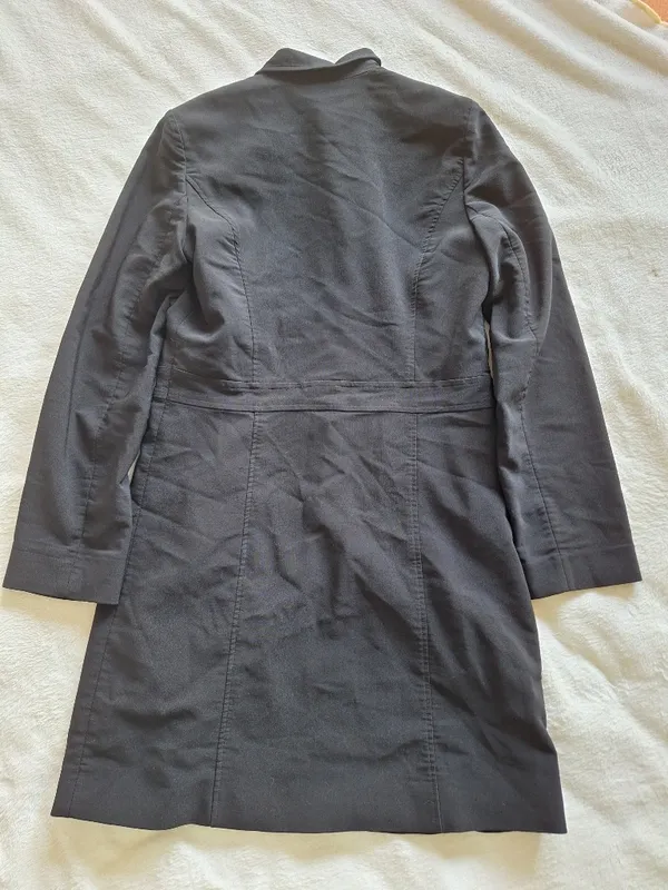 Vintage 90s Express World Brand Black Trench Coat Dress Jacket Women's 5/6 Small - Image 10