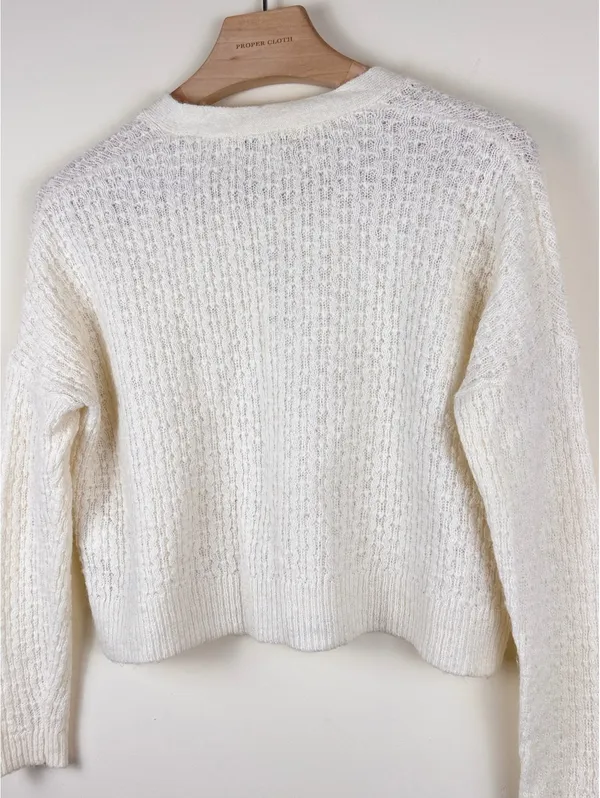 Madewell Mayfair Sweater Cardigan Antique Cream Alpaca Blend XXS Textured Knit - Image 7