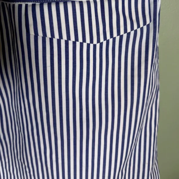 Self-Portrait Blue White Striped Lace Overlay‎ Collared Mini Dress Belted size 0 - Image 7