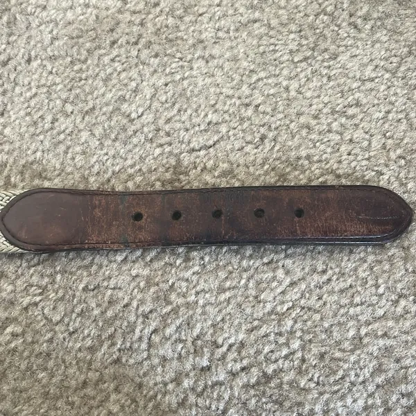 Vintage COACH Belt Genuine Leather & Canvas Men’s Belt 3771 Tan Size 38 - Image 12
