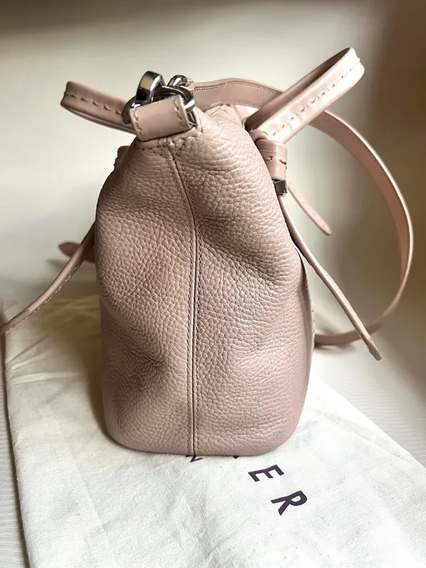 Ted Baker Olmia Knotted Handle Tote Bag Beige Nude Leather Crossbody - Image 5