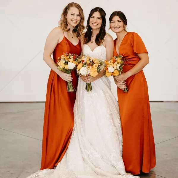 Show Me Your Mumu Burnt Orange Luxe Satin Bridesmaid Dress - Rome Twist Gown - Image 5