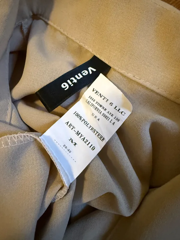 Padded shoulders Sleeveless Boxy Button Down Blouse size M Tan Size M - Image 10