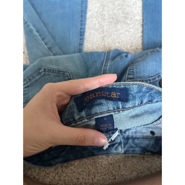 Low Rise Flare Jeans Y2K Wide Leg Denim Medium Wash Jeanstar Flap Pocket Pants - Image 5