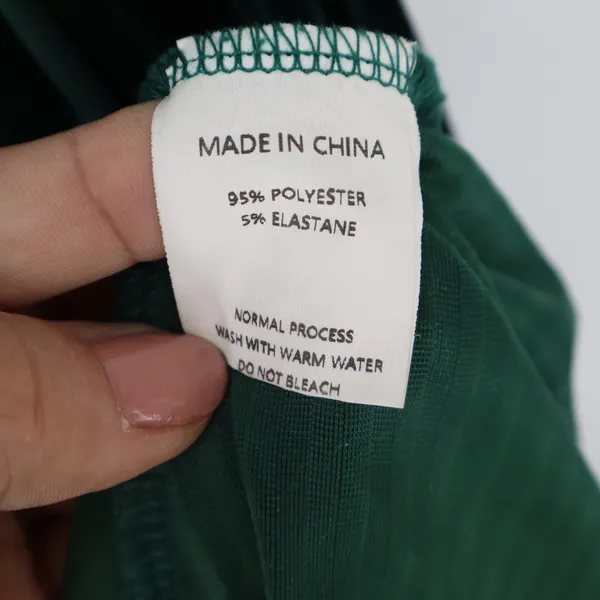 Simplee Dark Green Ribbed Velvet Wrap Dress Short Flutter Sleeve Midi Green M - Image 3
