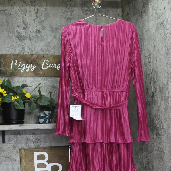 NWT City Studios Juniors Pleated Bell-Sleeve Dress 2389MZ8AT1 Magenta Pink XL - Image 6