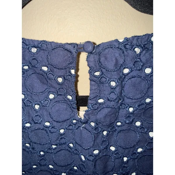 Boden Navy Blue Eyelet Sleeveless Top Embroidered Shell Lined S Preppy Coastal - Image 6