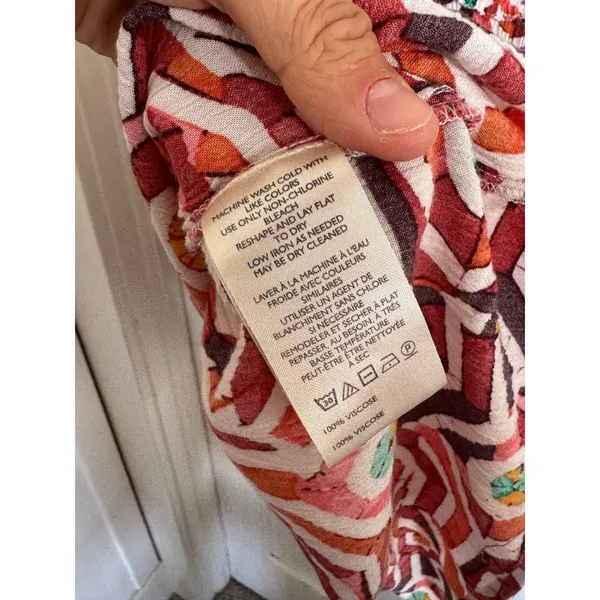 Anthropologie Maeve Short-Sleeve‎ Ruffle Yoke Colorful Blouse size xs - Image 9