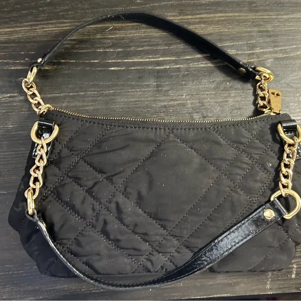 Talbots Chic Black Mini Shoulder Bag with Gold Chain Handle - Image 7