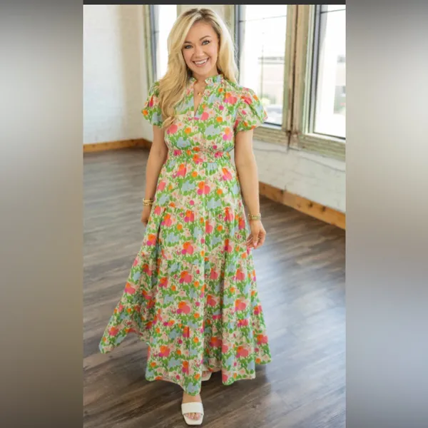 Entro Vibrant Floral Midi Dress Like New - Image 3