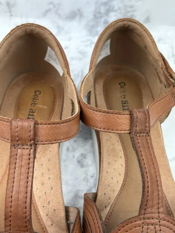 *Cobb Hill Laci Fisherman Comfort Mary Jane Shoe Women 8.5 Brown Leather T-Strap - Image 12