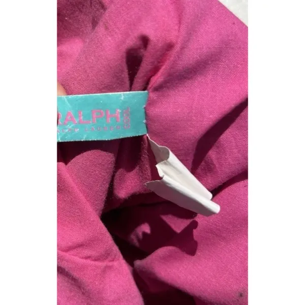 Vintage Polo Ralph Lauren Summer Canvas Tote Bag Purse Pink/Fuchsia & Blue - Image 8