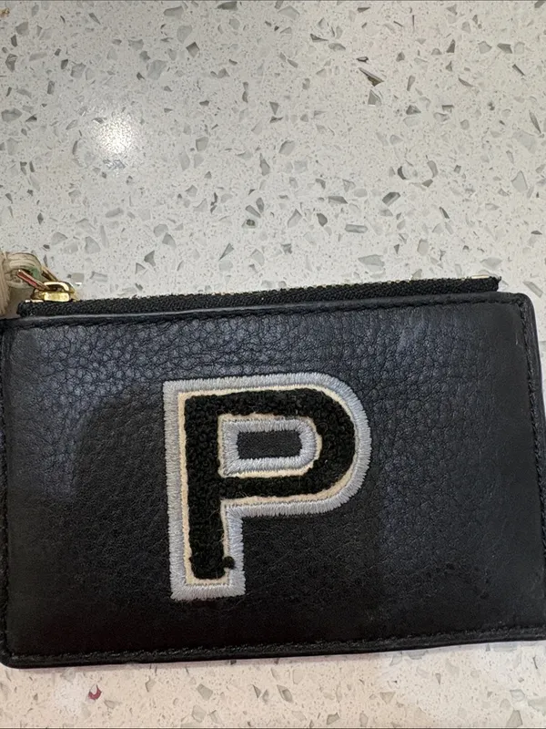 Tory Burch Black Leather Card Case Keyring with Tassel - Image 3