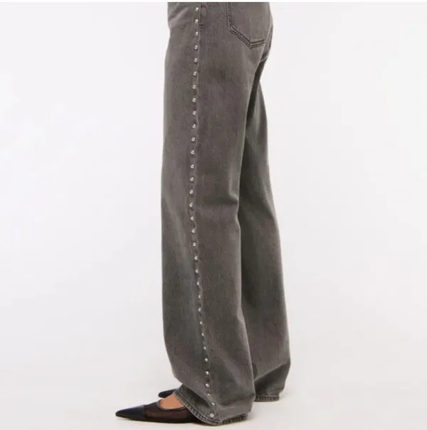 Abercrombie & Fitch Grey Studded Jeans - Image 3