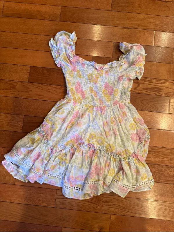 Altar'd State Lila Floral Patchwork Mini Dress Size XS Ruffle Boho Pastel - Image 6
