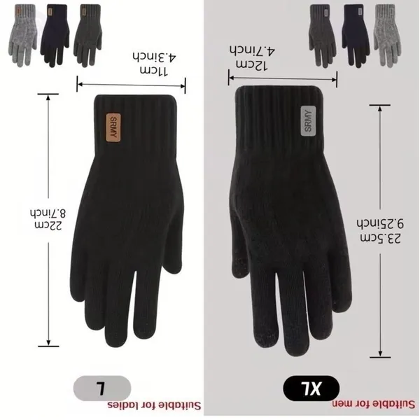 Unisex Alpaca Velvet Blend Winter Thermal Driving Gloves Gray Touchscreen LARGE - Image 5