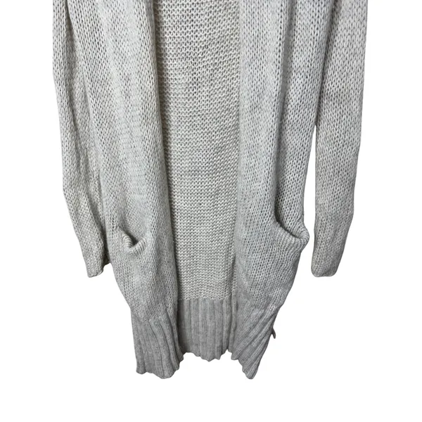 360 Cashmere‎ Wool Blend Open Front Cardigan Oatmeal Grey Chunky Knit Small - Image 3