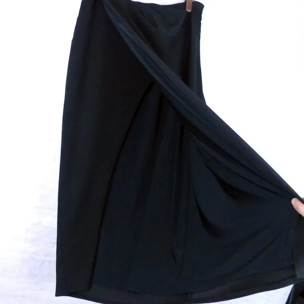 Abercrombie & Fitch Draped Front Maxi Skirt Womens M Black Faux Wrap Slit NWT - Image 10