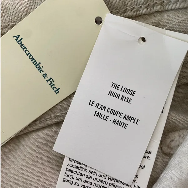 Abercrombie & Fitch The Loose High Rise Jeans Beige Khaki D-Ring Belt 28‎ 6R NWT - Image 5