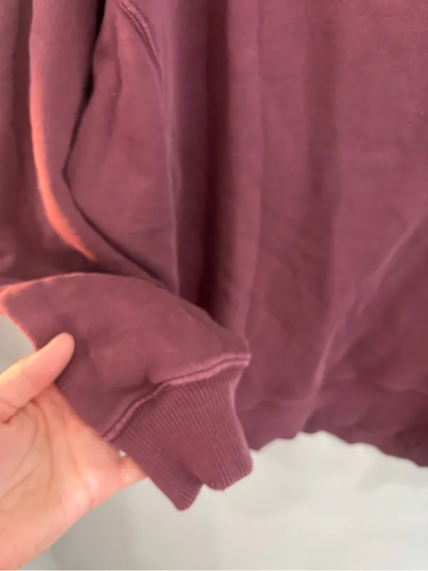 aerie Washed Burgundy Crewneck Sweatshirt oversized small boho Crewneck - Image 8