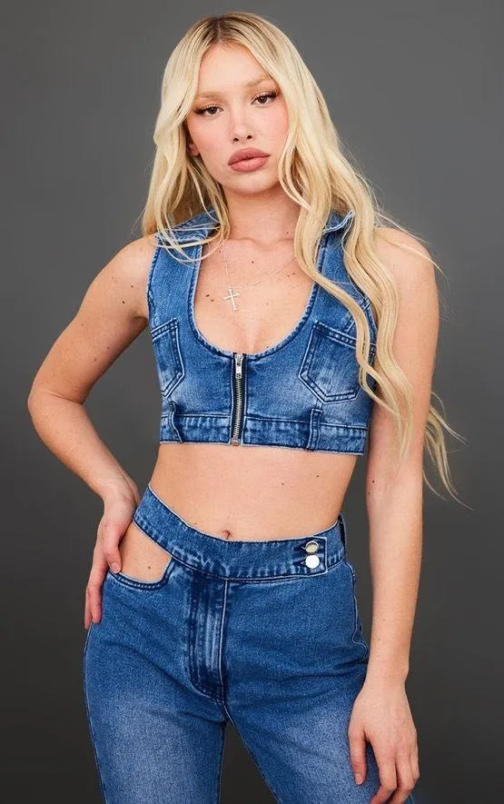 Pretty Little Thing Denim 2 Piece Set - Image 2