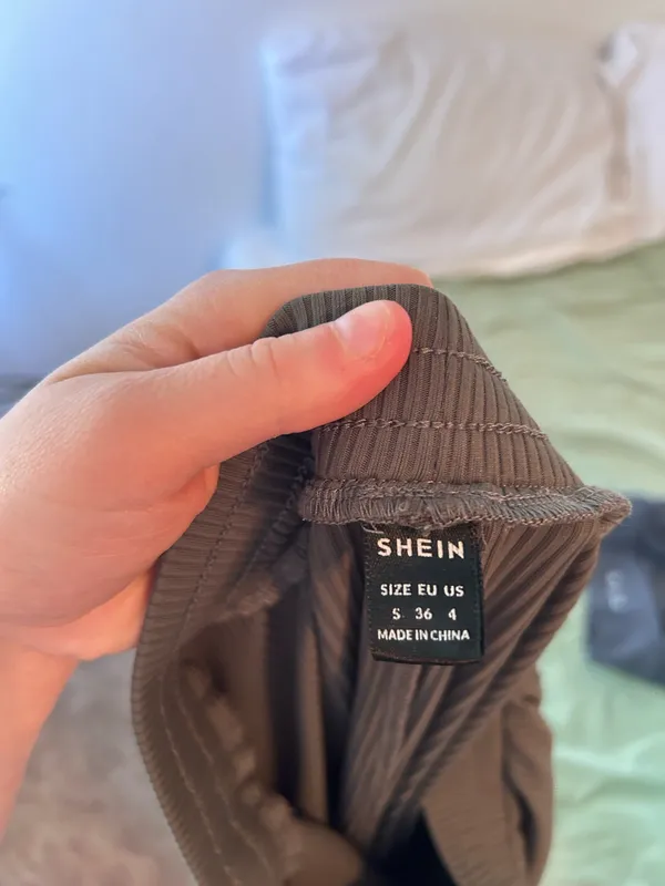 Shein Green Flowy Pants Ribbed Forest Flare - Image 4