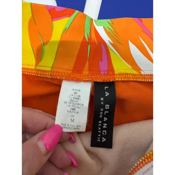 La Blanca Floral Halter Tankini Two Piece Swimsuit Women 14‎ Stretch Tropical - Image 6
