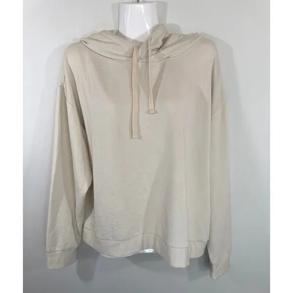 Quince Ivory Tencel Modal Relaxed Pullover Hoodie Womens Large Sustainable Soft - Image 2