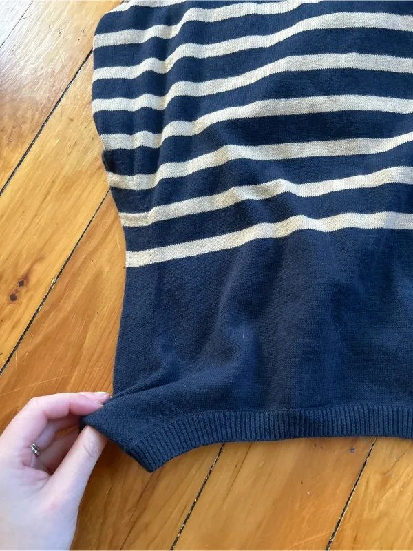 Pact Classic Fine Knit Shell medium Encinitas Stripe Midnight organic cotton - Image 8