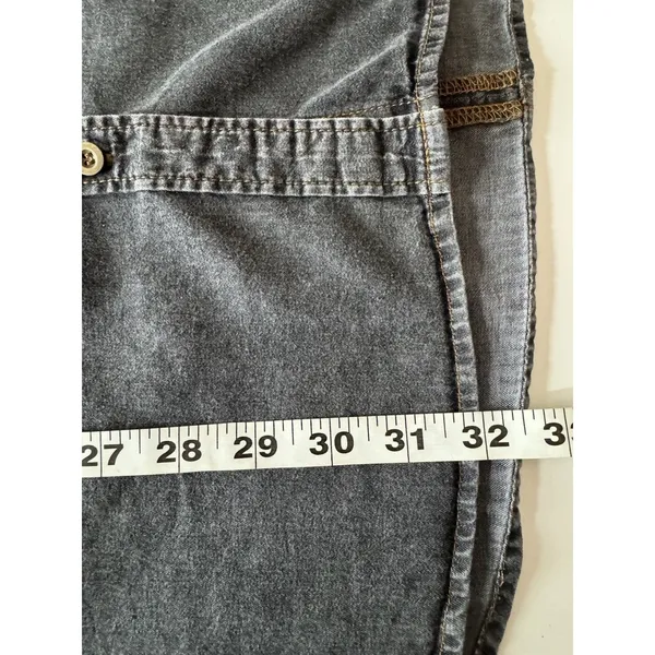 Timing Chambray Cotton Shirt Dress M Pockets Dark Grey Roll Tab Sleeve Summer - Image 11