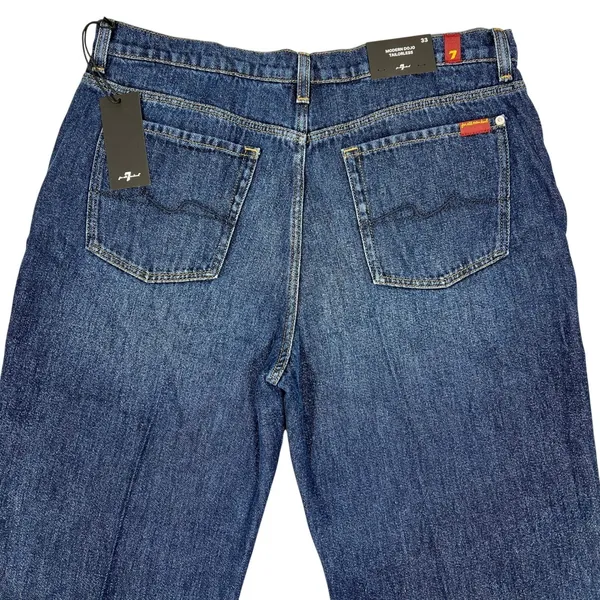 7 For All Mankind Modern Dojo Tailorless Wide Leg Jeans 33" Luray Dark Wash NEW! - Image 7