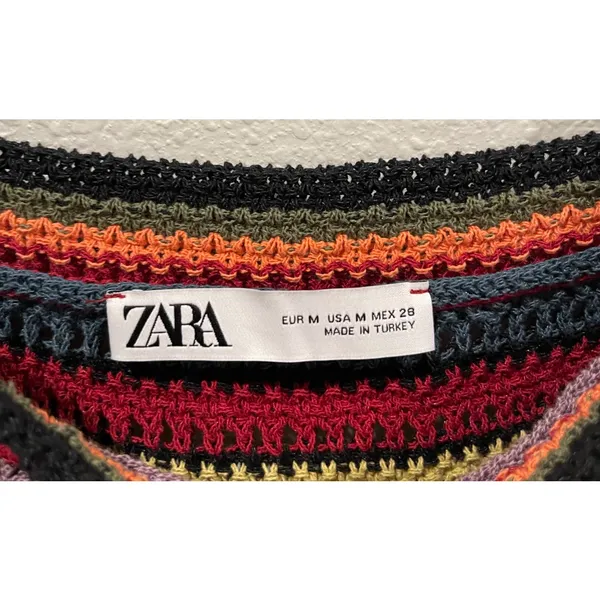 ZARA Multicolor Striped Crochet Knit Top - Image 3