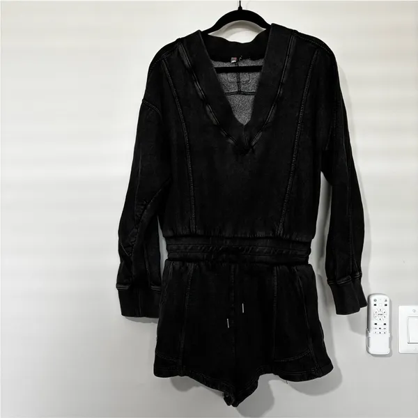 FREE PEOPLE MOVEMENT Intercept Romper Size L Black Charcoal - Image 2