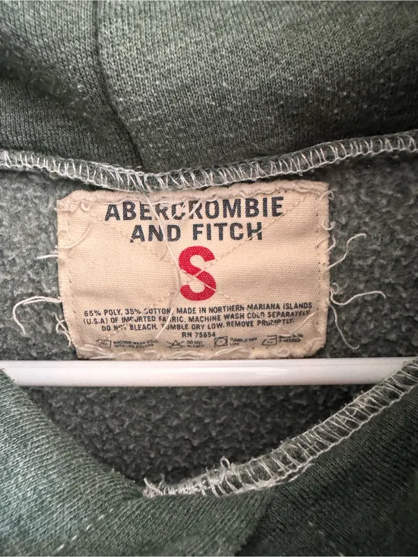 Abercrombie & Fitch Vintage Y2K Distressed Green Graphic Hoodie Small - Image 2