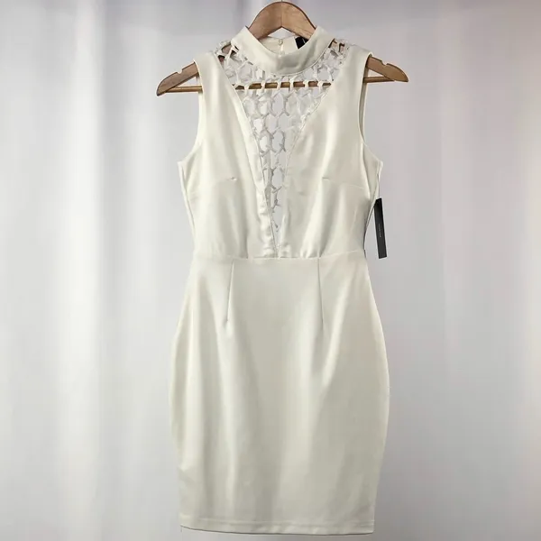 NWT Lulus Lavish Lattice Bodycon Dress in‎ White Size Small - Image 4